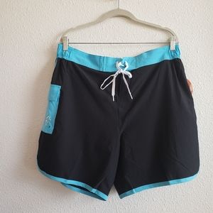Nwt$39 TYR Bulldog Solid Boardshorts Black/Blue